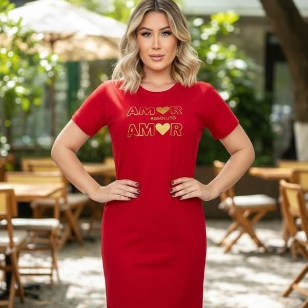 VESTIDO FENDA NA LATERAL 100% ALGODÃO PENTEADO