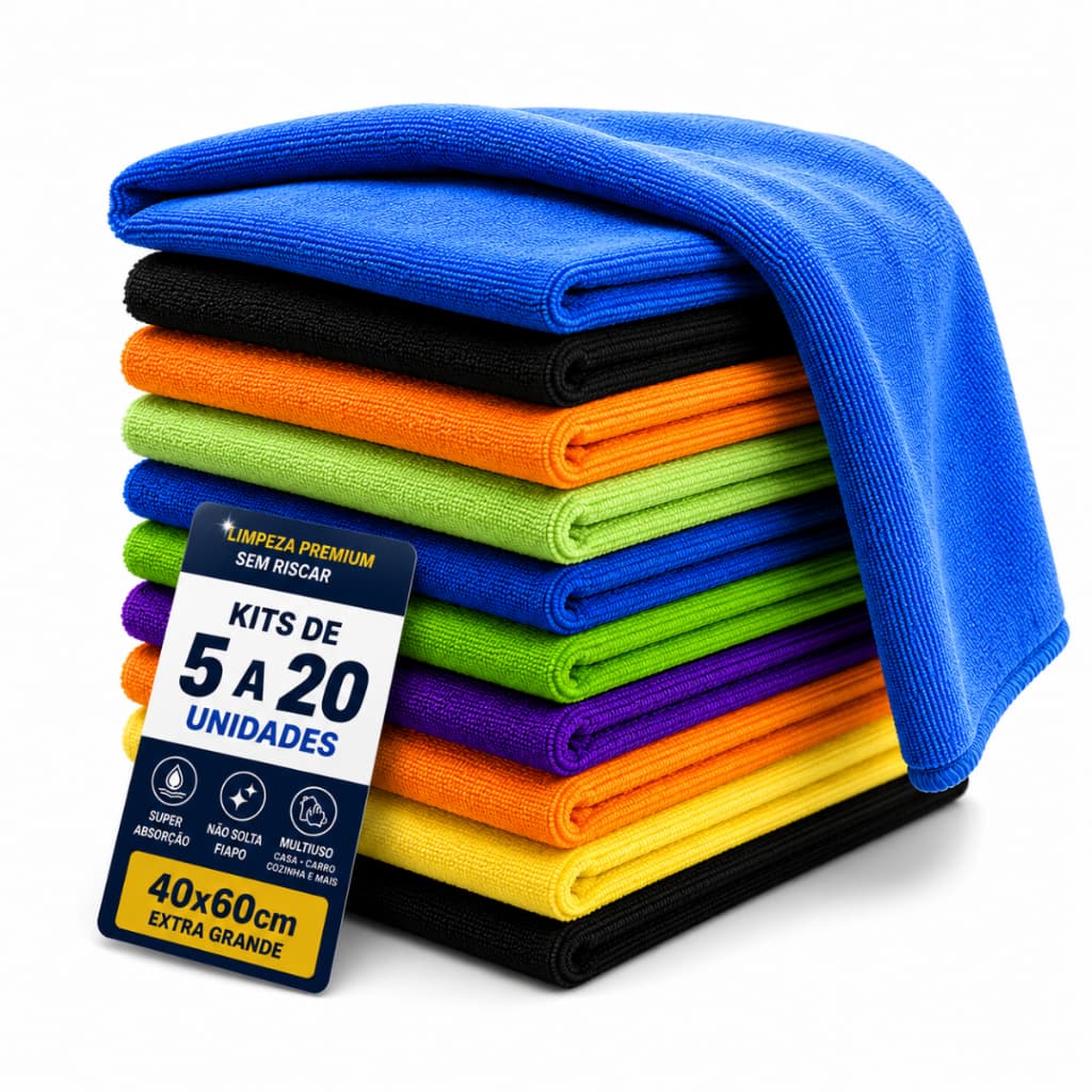 Pano Microfibra Gigante Premium 60x40cm - Neves - Multiuso - Chão - Limpeza Geral - Multicores