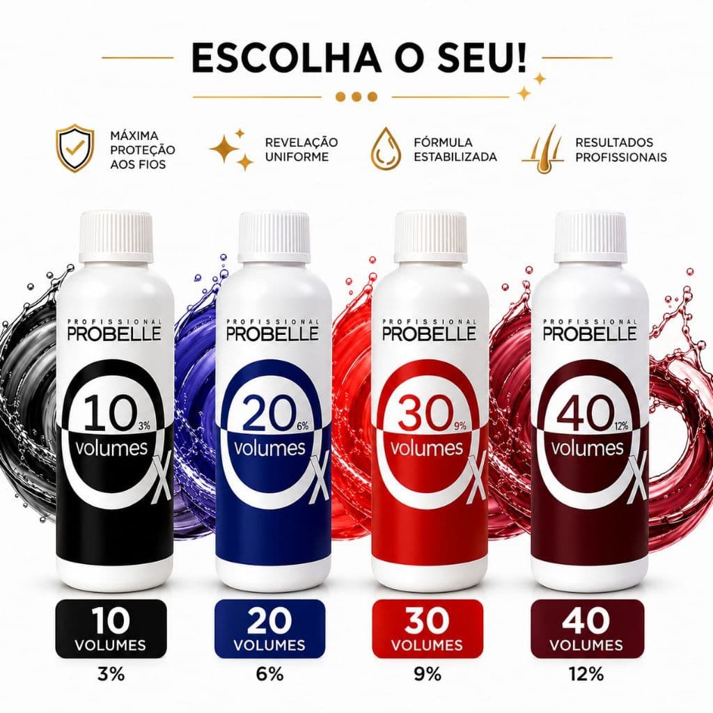 Agua Oxigenada Cremosa Probelle  Volumes  75 ML Kit c/3 unidades