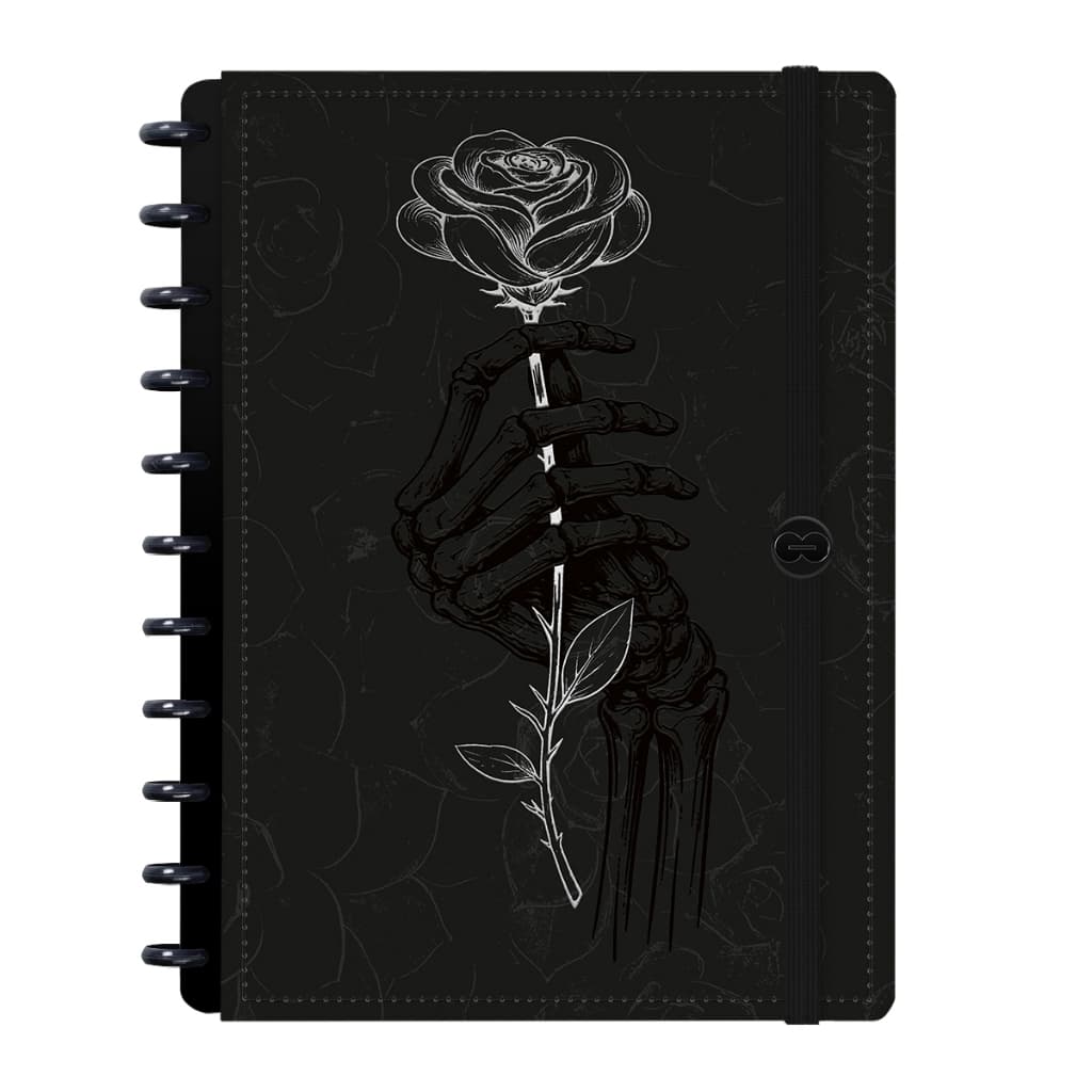 Caderno Iscool Disc Inteligente Dark Bloom Preserved Roses P M G M+ G+