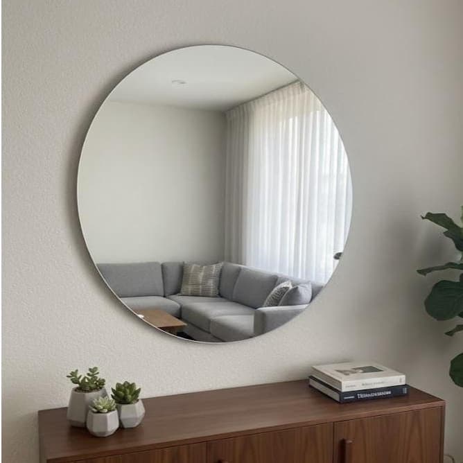 Espelho redondo 60cm - Pinterest Lapidado Decorativo Moderno Sala Banheiro Quarto Lavabo Organico
