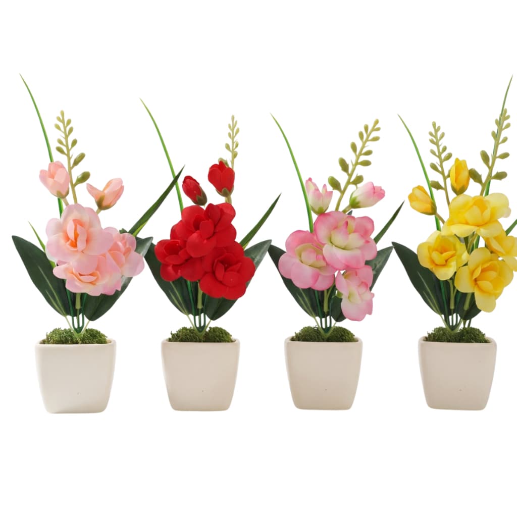 Arranjo De Flores Orquídeas Artificiais Kit 4 Decoração