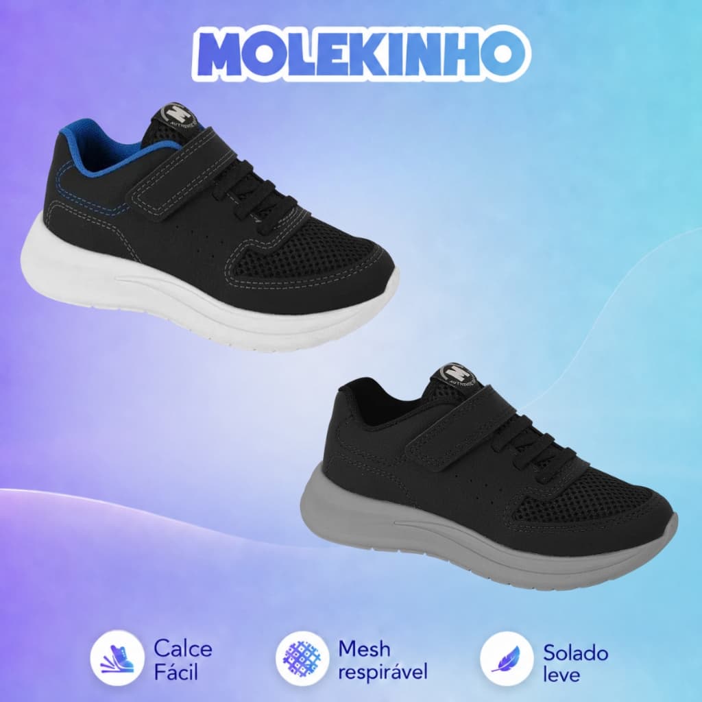 Tênis Infantil Masculino Molekinho Original Calce Fácil Macio | Volta as Aulas !