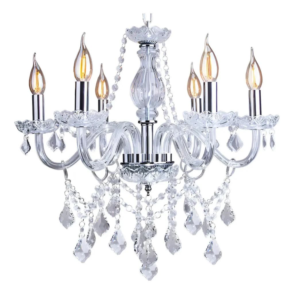 Lustre Candelabro 6 Bracos Cristal Transparente K9 legitimo Luxo Sala Hall