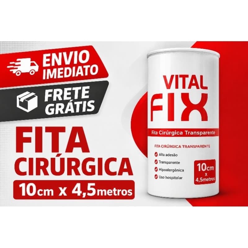 Fita Vitalfix 10cm x 4,5m Hipoalergênica Transparente - Vital Fix