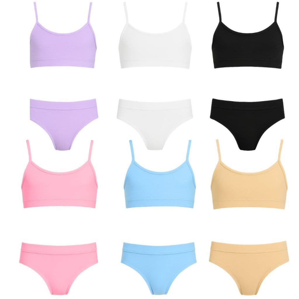 Kit Conjunto Top e Calcinha Infantil Juvenil 100% Algodão Menina Moça Veste de  9 a 14 Anos