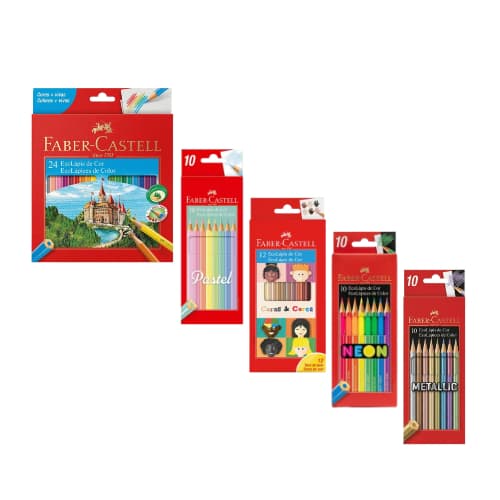 Kit Lápis De Cor Faber-Castell 66 Cores Pastel Neon Metálico