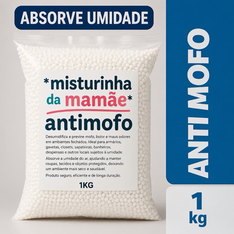 Cloreto de Cálcio PURO Anti Mofo em Bolinhas Desumificador Guarda Roupas, Armarios
