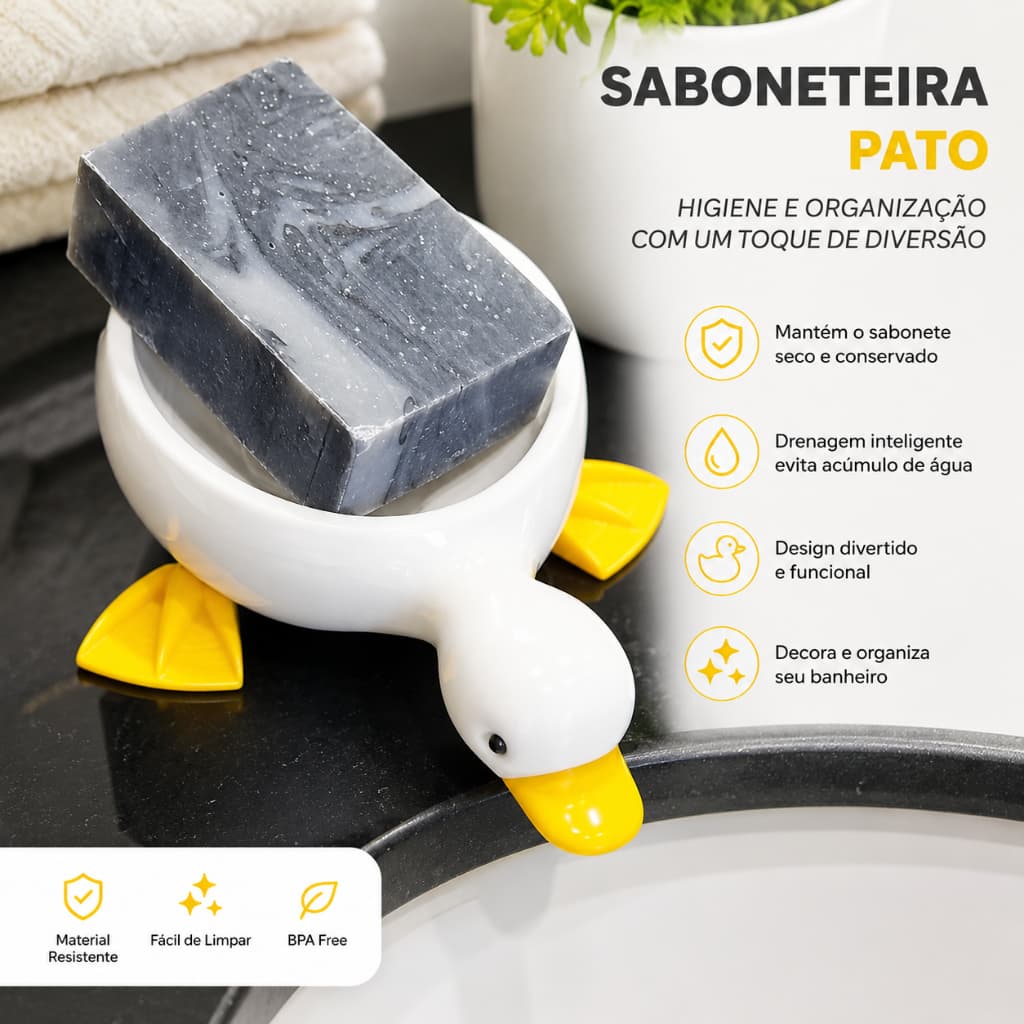 Saboneteira Patinho Drenante Anti Molho Porta Sabão Escorredor Banheiro Pia Cozinha Decorativa