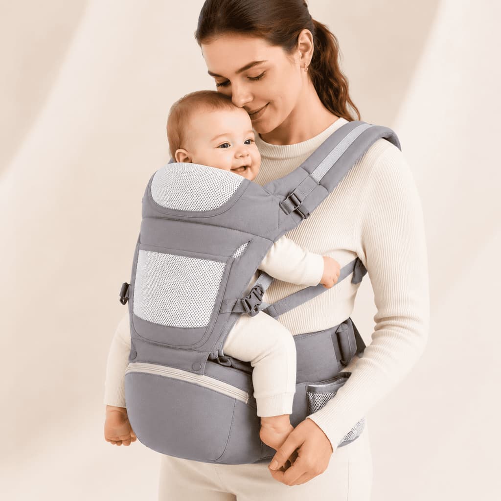 Banco de Cintura Canguru para Bebê com Bolsa Estilo 3 em 1 Ergonômico para Passeio Confortável