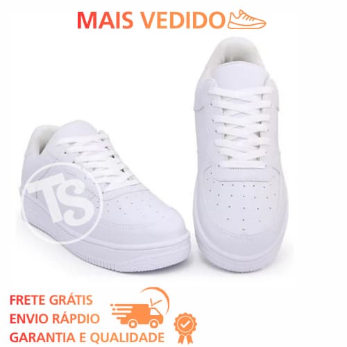 Tênis Casual Branco Feminino e Masculino 34 ao 43 F1 PROMOÇÃO