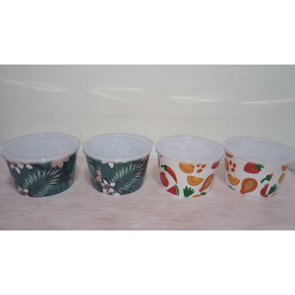 Kit 2 Potes Plástico Redondo com Tampa 1050ml Multiuso Organizador Mantimentos Estampado
