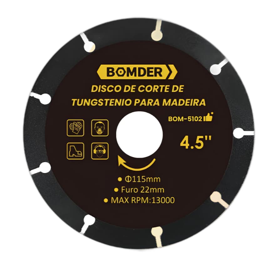 Disco De Corte Tungstênio Madeira MDF Plástico 115mm Bomvink