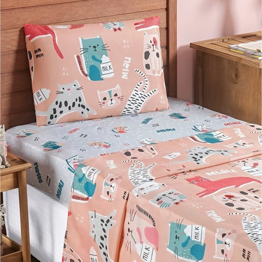 Jogo de Lençol Infantil Cama SOLTEIRO 3 Peças Estampado