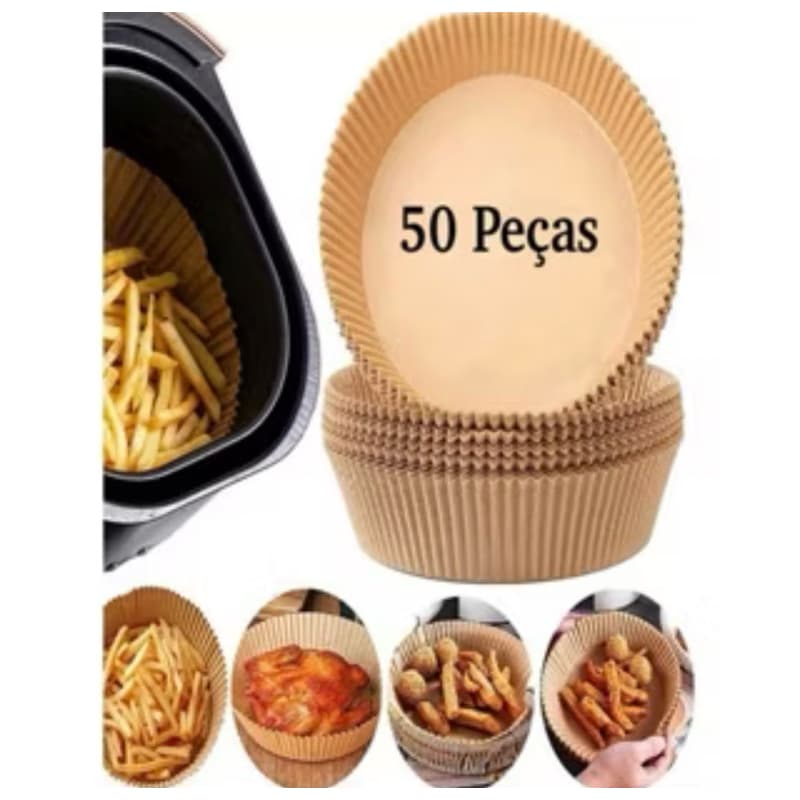 Forro de Papel Descartável 50 Unidades Fritadeira Elétrica Airfryer