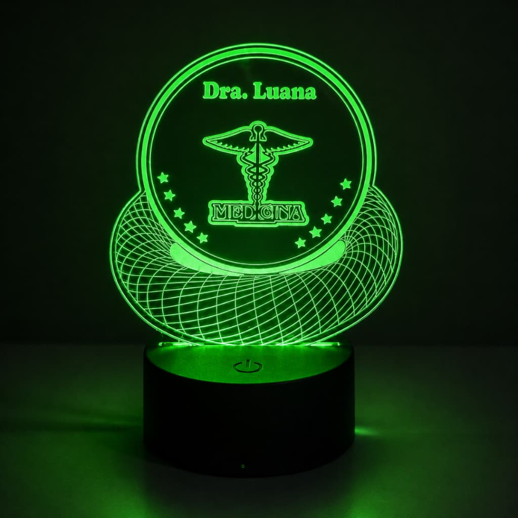 Luminária Led Rgb Medicina Formatura Personalizada com Nome Decoração Profissional