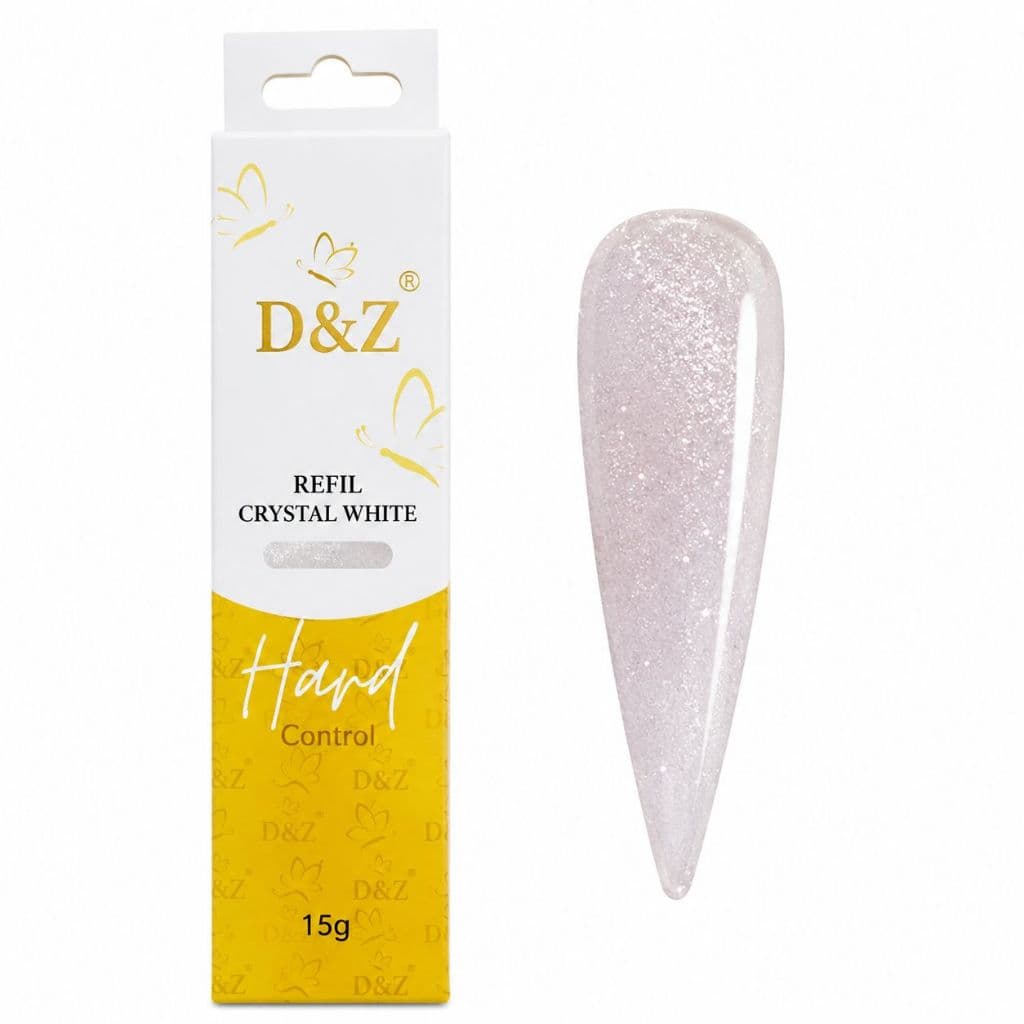 Gel Refil Crystal White D&Z Original15g Glitter Branco Autonivelante para Alongamento Profissional