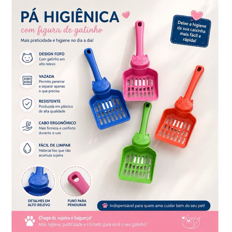 Pá Higiênica para Gatos com Design de Gatinho