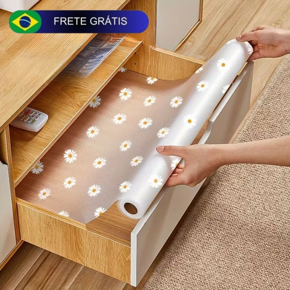 Forro Antiderrapante Protetor Para Gavetas, Armários, Geladeiras e Prateleiras, Fácil de Limpar e Resistente