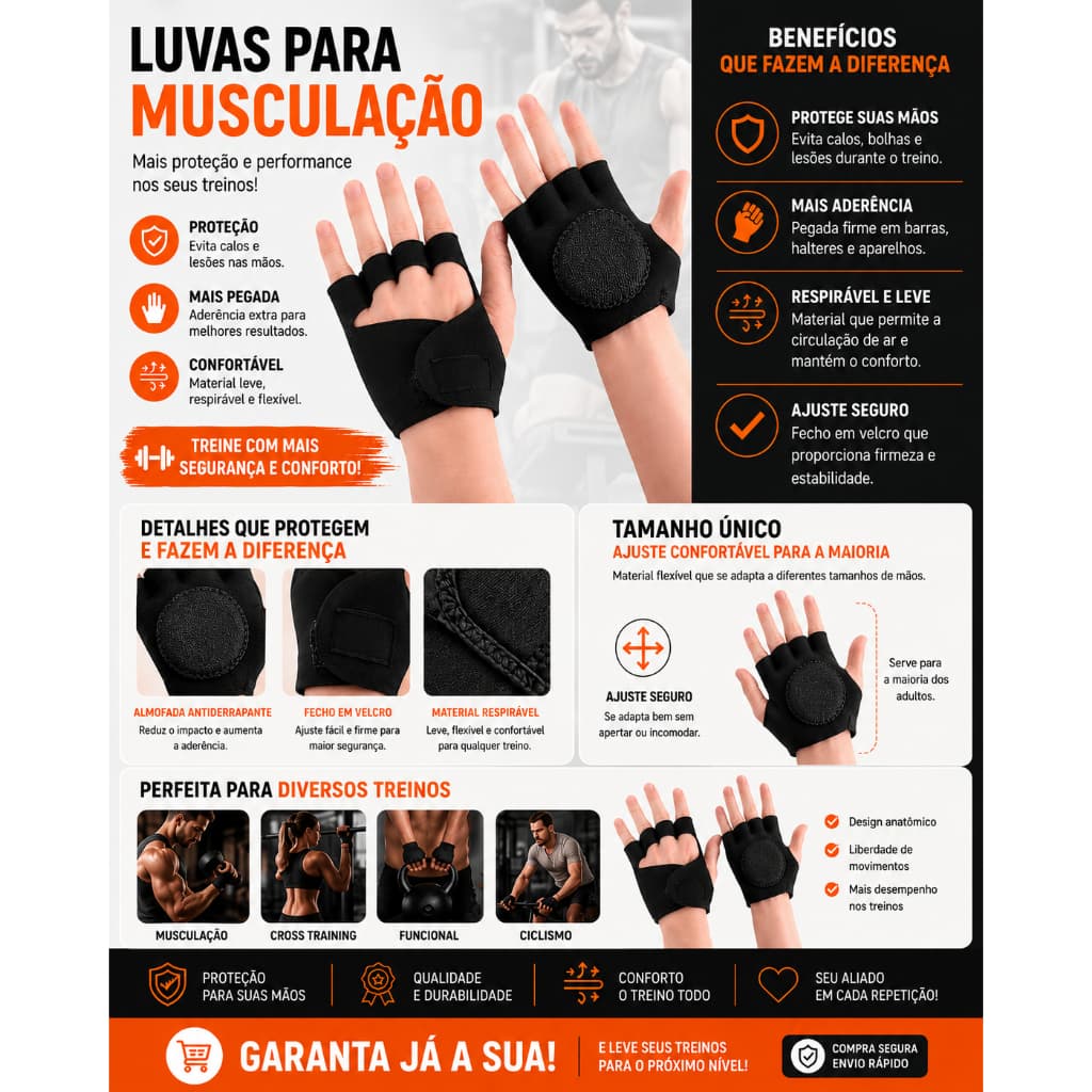 🔥Par de Luva para Musculação e Crossfit