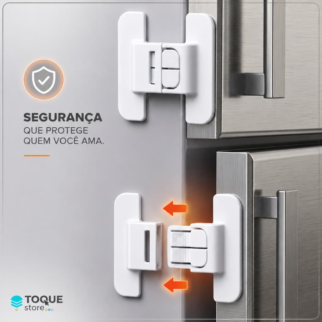 Trava Geladeira Segurança Crianças - Fechadura Antiabertura Bebê Armário Porta | Multiuso