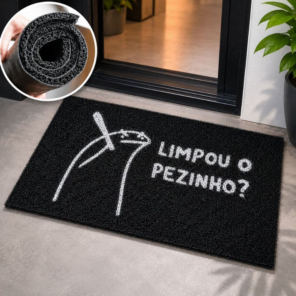 Tapete Porta de Entrada Limpou o Pezinho? Capacho Antiderrapante Lavável Interno/Externo