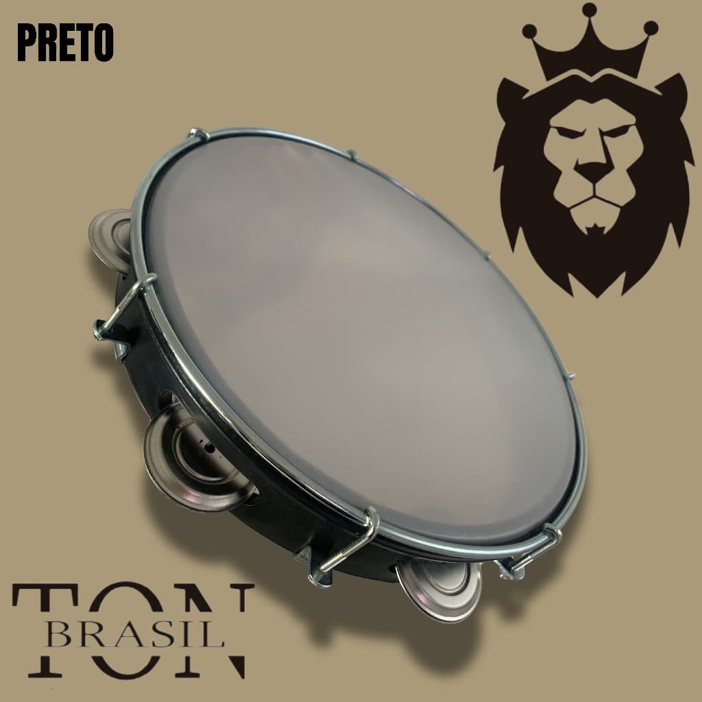 Pandeiro Profissional - BLACK - 10´ Abs l Pele de Nylon l Platinela de aço