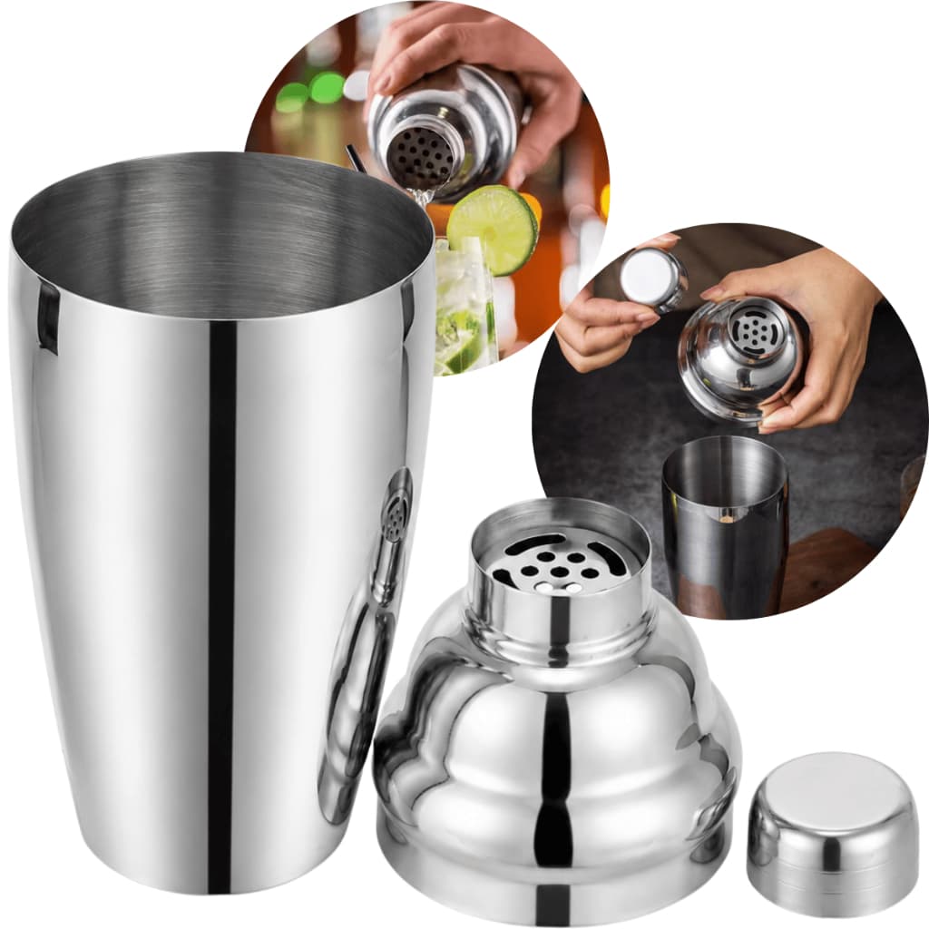 Coqueteleira Inox 750ml Profissional com Tampa Vedação e Filtro Gelo Frutas Preparo Drinks Mixologia