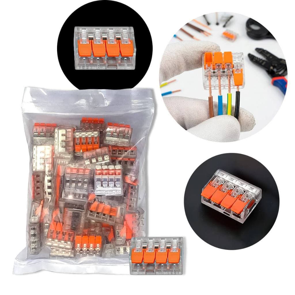 Conector Emenda De Fios 4 Vias Flat Com 50 Unidades