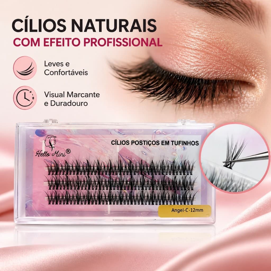 kit Cílios grossos sem nó cílios postiços naturais leves macios C curly 12mm cílios de curly brasileiros