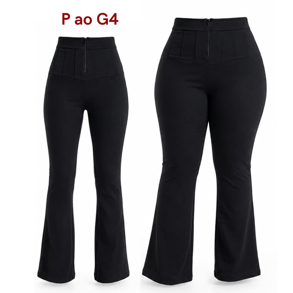 Calça Lipo Feminina Flare Suplex Com Bolsos  P ao G3 Cintura Alta Aperta barriga Confortável