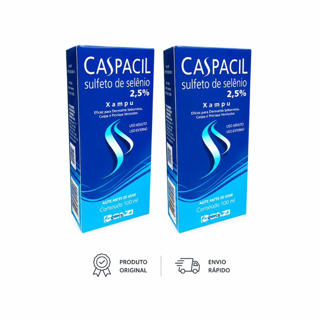 Kit 2x Caspacil Shampoo Sulfeto de Selênio 2,5% Cuidados Capilares 100ml Original