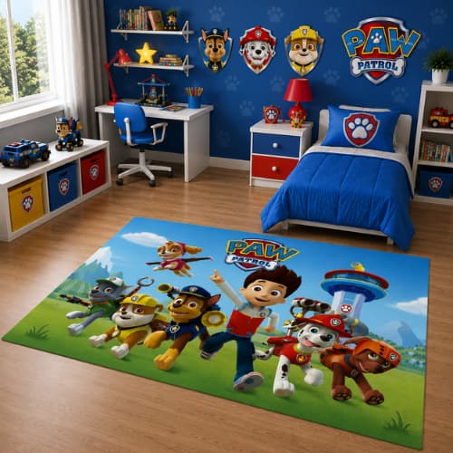Tapete Painel de Lona Patrulha Canina Grande para Decoração de Quarto e Festa de Aniversário 140x100cm