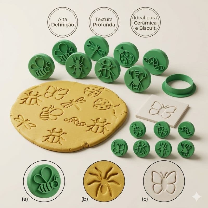 Carimbo para Cerâmica Argila Biscuit Artesanato Cerâmica Fria Insetos