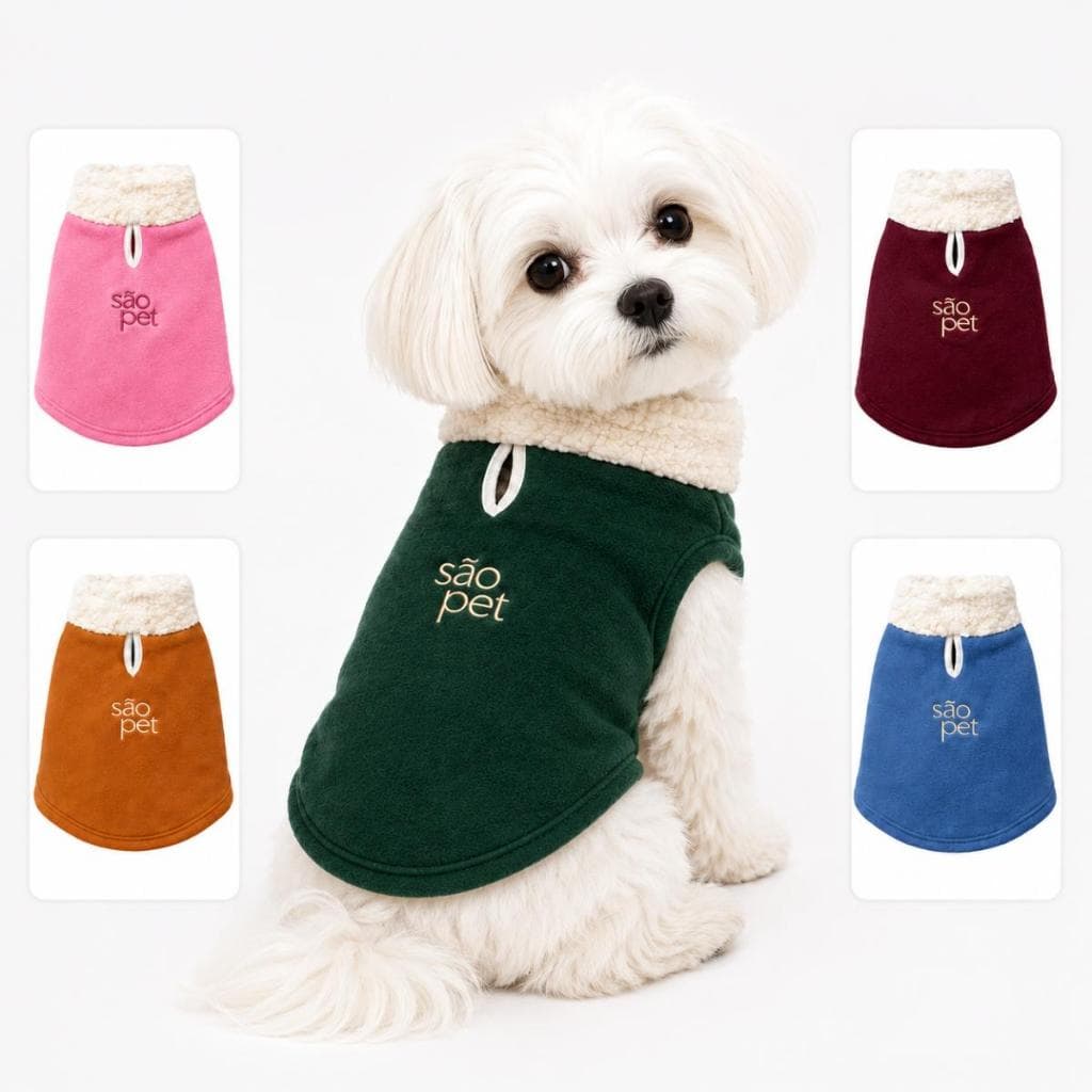 Roupa Inverno Gola Peluciada e Macia Para Cães Pequenos - Maltês, Yorkshire, Dachshund Chihuahua e Poodle até 3,5kg
