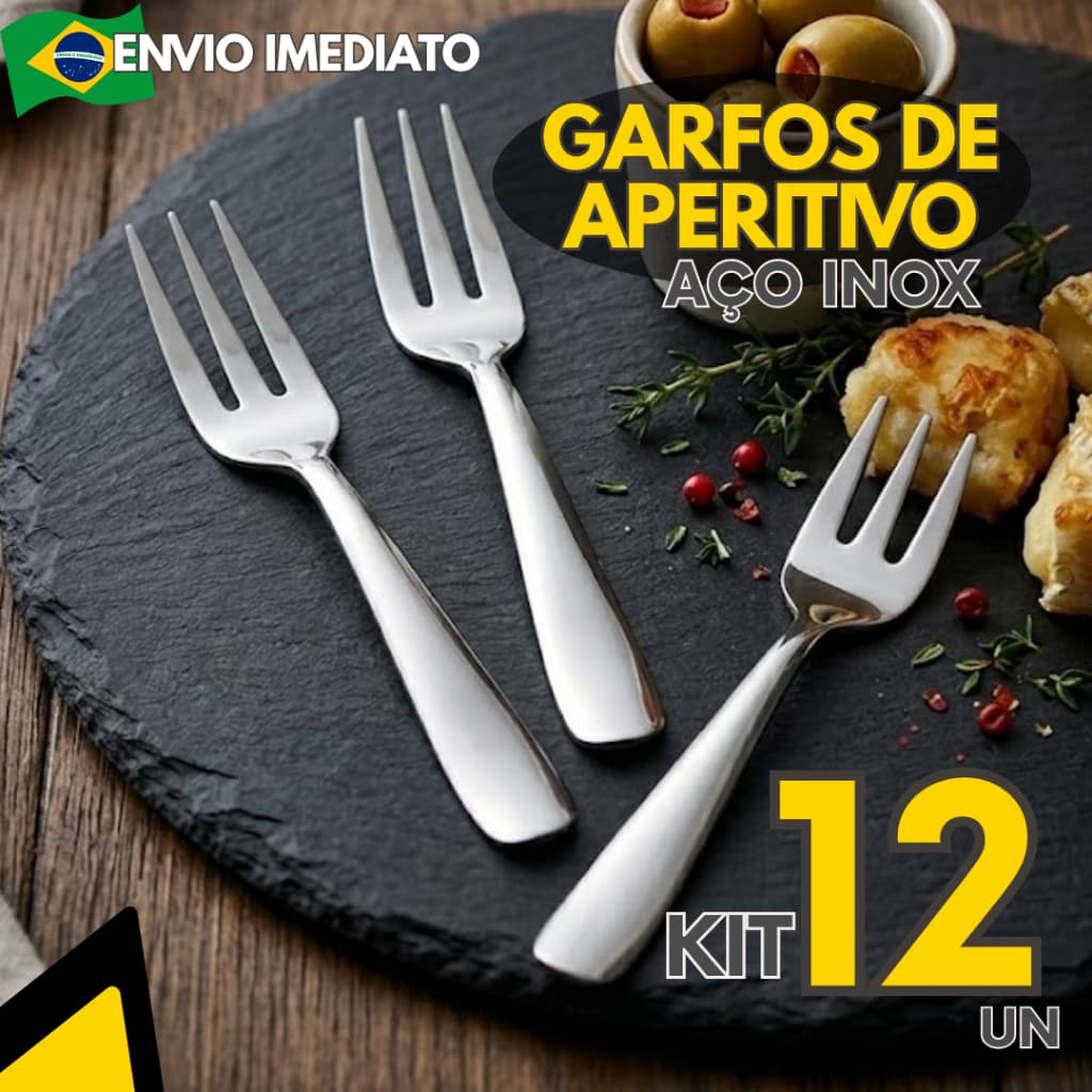 Jogo 12, 10 ou 6 un -  Mini Garfo Para Petisco Queijo Salame Fruta Chocolate Fundi Sobremesa