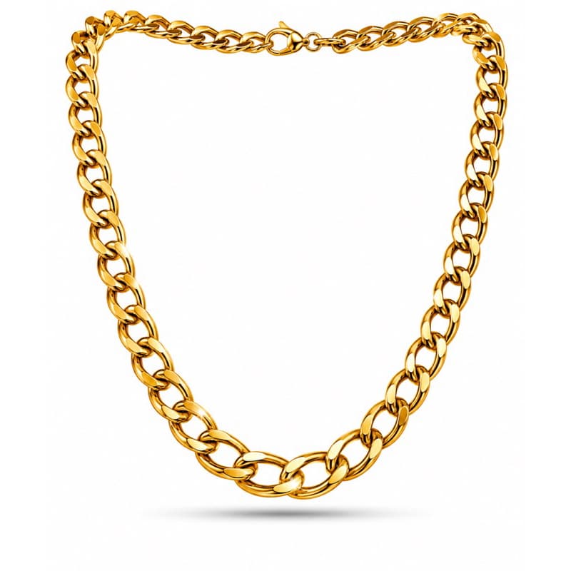 Corrente Masculina Banhada a Ouro 18K Elo Grosso – Estilo Cadeado Premium, Alta Durabilidade