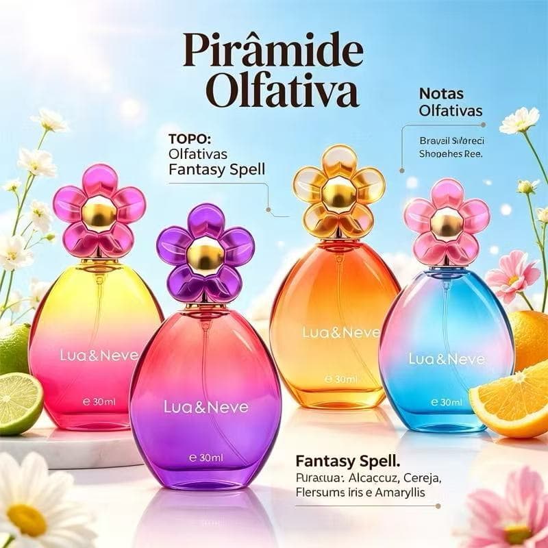 Coleção Lua Neve 4 Perfumes 30ml, Fragrâncias Raras, Longa Duração, Multiuso Cabelo e Corpo