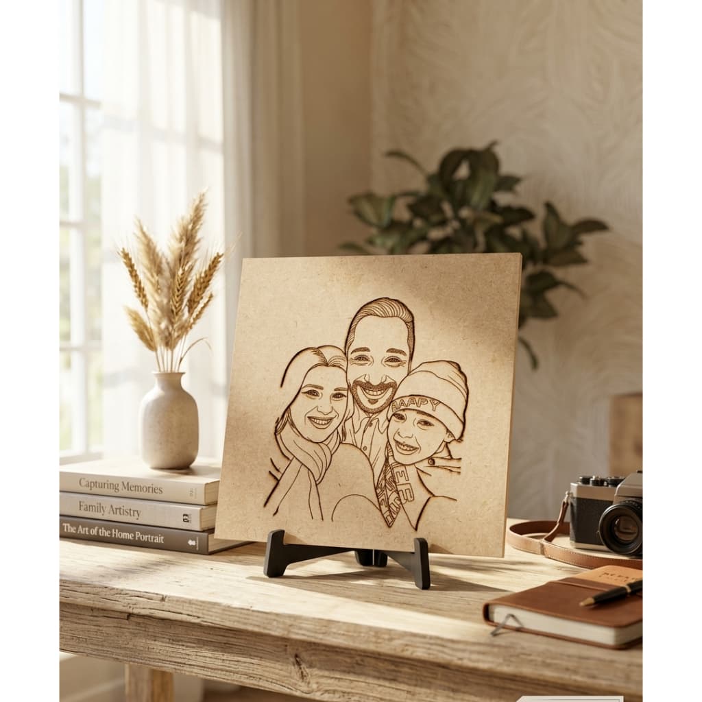 Porta - Retrato em MDF personalizado com sua foto com suporte 20x20cm