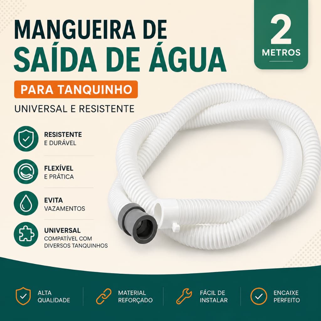 Mangueira Saída Tanquinho 2 Metros Branca Universal Resistente