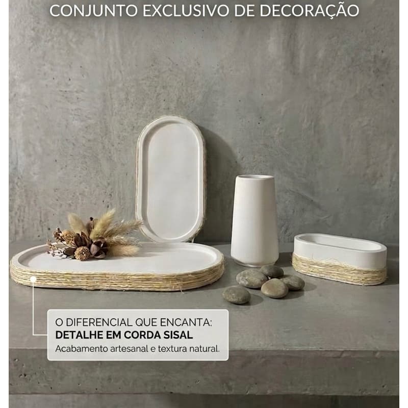 Kit Decorativo 4 Itens Bandejas + Vaso + Mais Mini Porta Joias Organizador Decoração Casa Mesa Sala Rack Escritórios