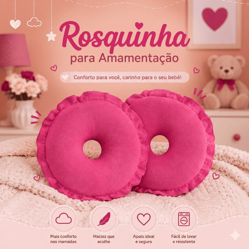 2 Rosquinhas de Amamentação Lavável e Macia com Protetores Cores Sortidas
