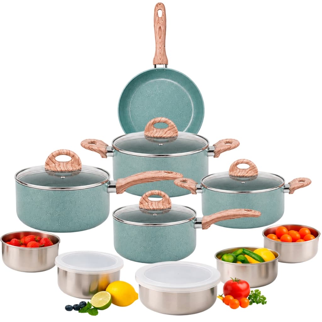 Jogo de Panelas 10 peças Brinox Ceramic Life Botanika Revestimento Cerâmico e Indução Com Potes Inox