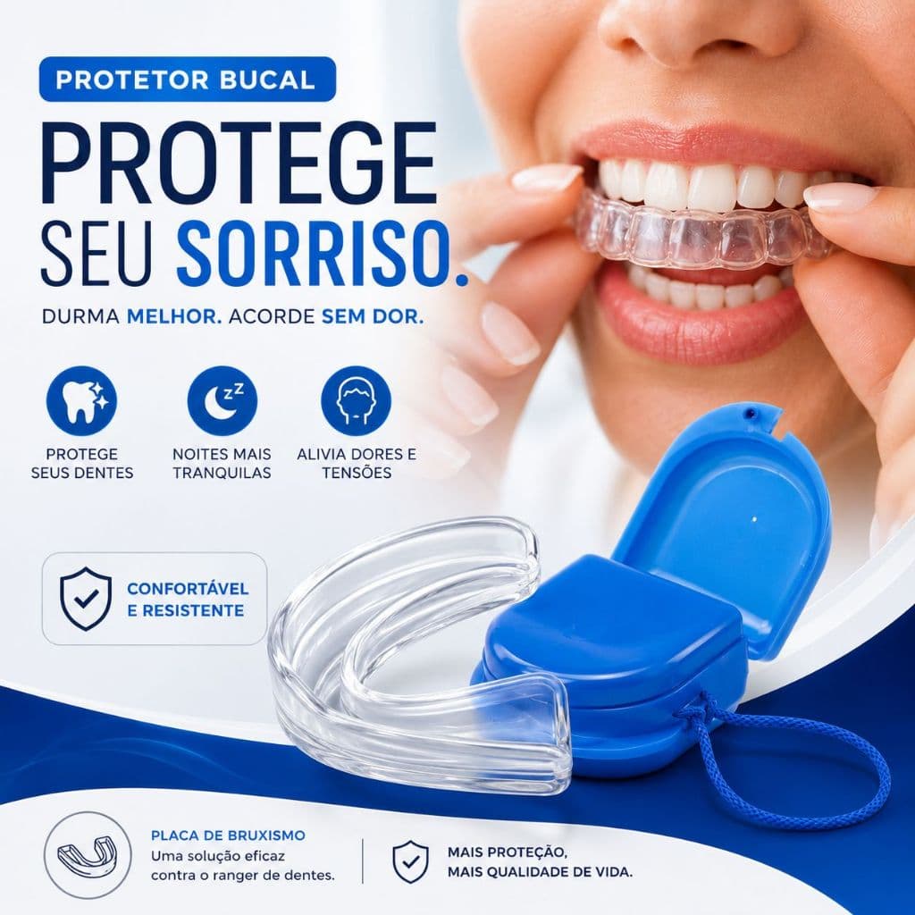 Placas Dental Moldável Silicone Anti Brux Protetor Noturno Superior E Inferior + Estojo Incluso