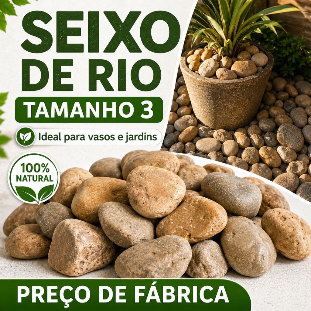 Pedra Seixo de Rio Natural Tamanho 3 para Aquário Jardim Vaso Decoração pH Neutro