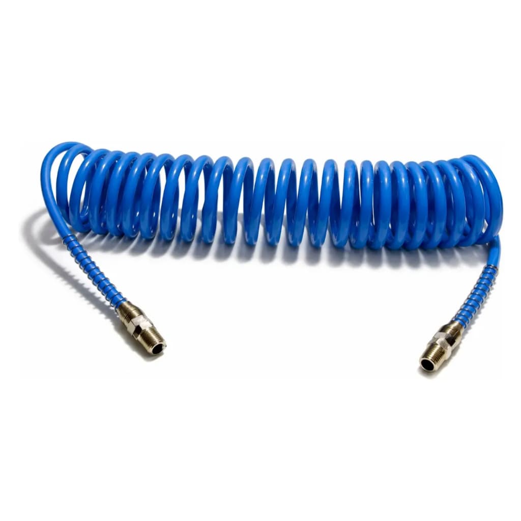 Mangueira Espiral Pu 15 metros 8mm Conexão Rosca Macho 1/4 compressor, pintura, cabine de caminhão