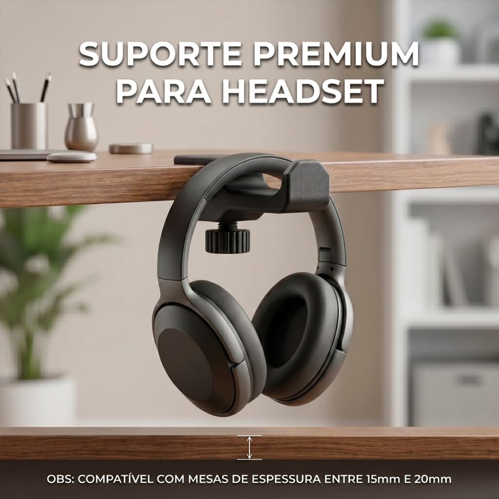 Suporte de mesa para Headset Headphone Gamer com Encaixe 15 A 20mm