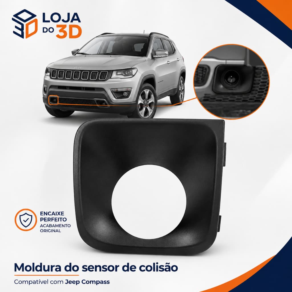 Moldura Dianteira Parachoque Sensor Colisão Jeep Compass 2017 a 2021 Diesel
