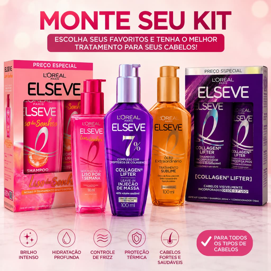 Monte Seu Kit Elseve L’Oréal Paris Shampoo Sérum Óleo Tratamento Original