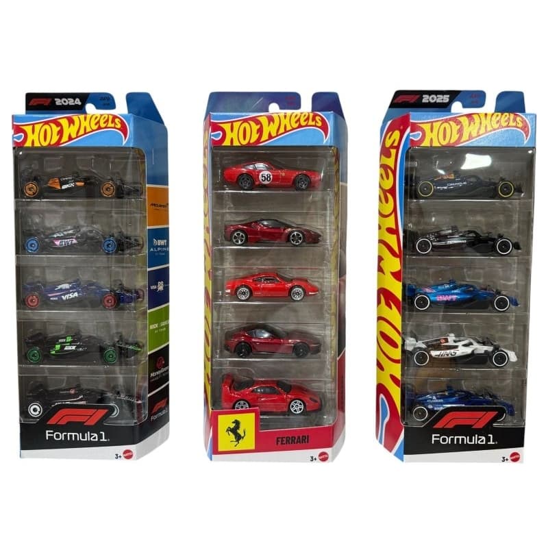 Pack Carrinho Hot Wheels Formula 1 com 5 miniaturas / Hot Wheels Pack Ferrari